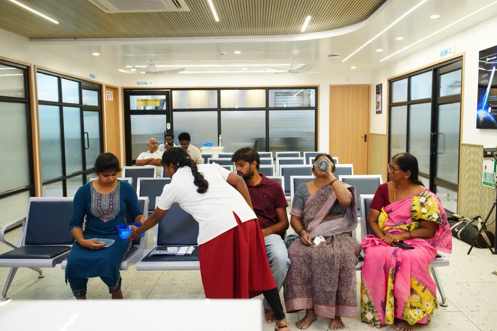 Patient waiting area at Safe Vision Eye Hospital